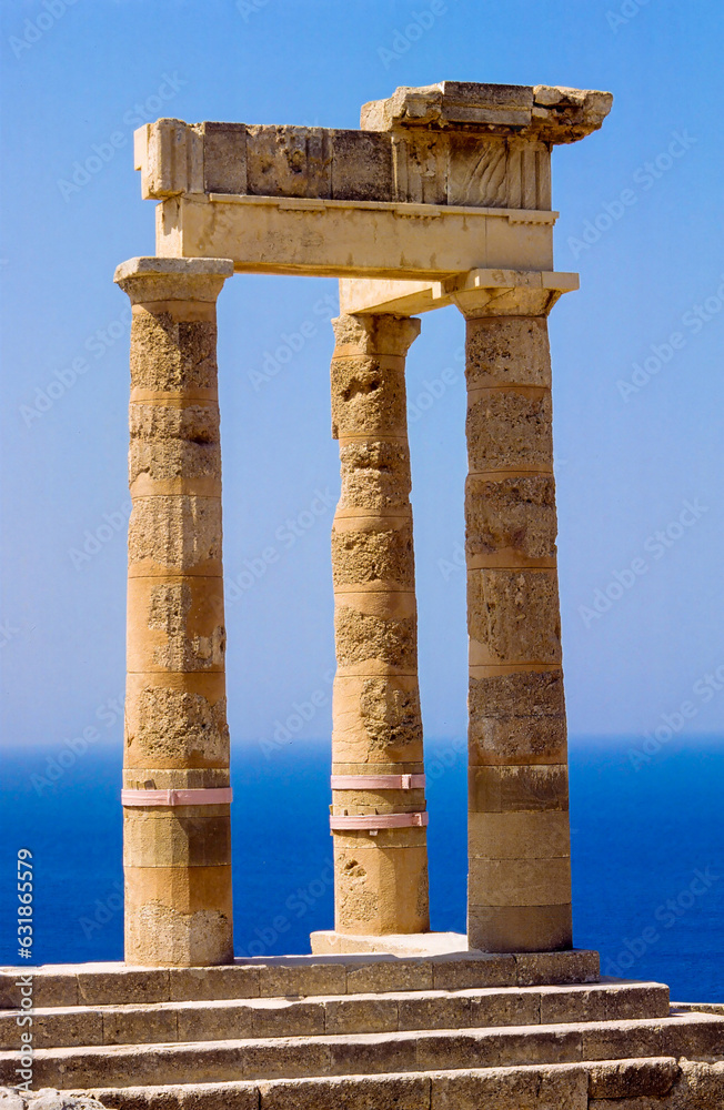 Columns of the Propylaea, Acropolis of Lindos, Rhodes island, Greece, Europe