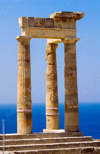 Columns of the Propylaea, Acropolis of Lindos, Rhodes island, Greece, Europe