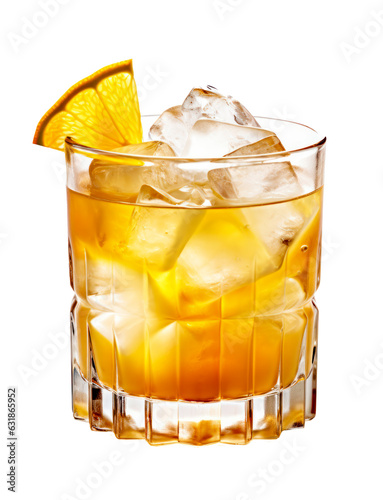Whiskey Sour, Cocktail aus Whiskey Zitronensaft und Zucker, freigestellt, transparenter Hintergrund, Generative AI