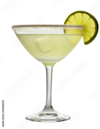 Cocktail Margarita, früher auch Tequila Daisy, freigestellt, transparenter Hintergrund, Generative AI