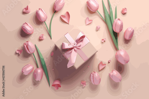 Pink gift box with Flowers watercolor illustration Abstract background watercolor gentle flower and gold splash flower, floral, vector, design, illustration, pattern, grunge, leaf, art, background © STF Design 
