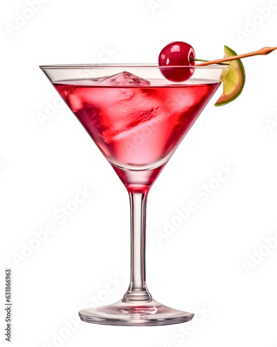 Obraz na płótnie Eleganter erfrischender Cosmopolitan Cocktail, freigestellt vor transparentem Hintergrund. Generative AI w salonie
