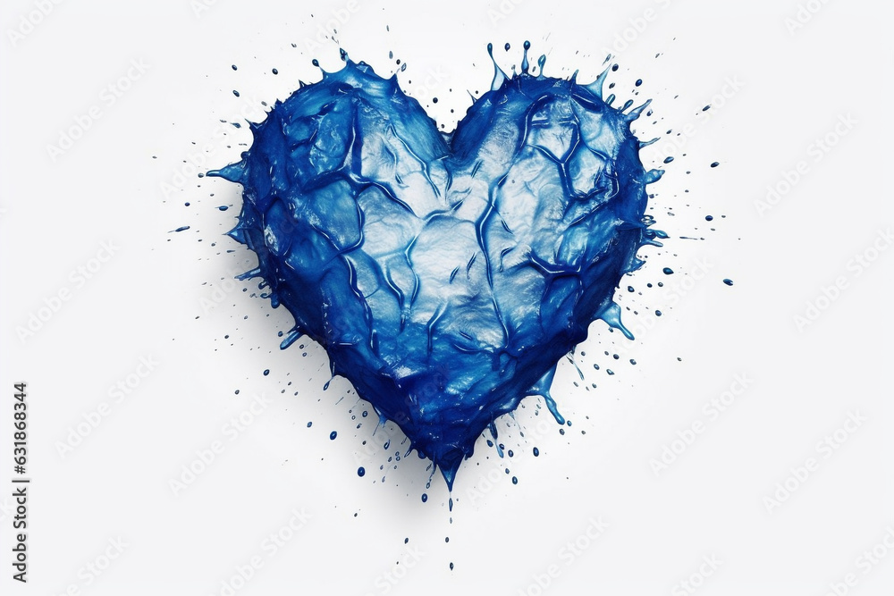 Blue colored heart shape on white background