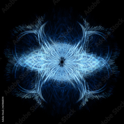 Fotografi exploding style watcher from deep space glowing blue single eye