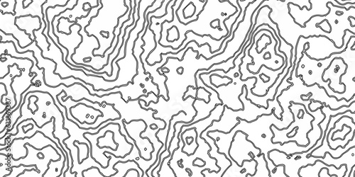 Topographic line map patterns. Black Contour and textured Background. black lines on white background, vector design and Seamless Abstract topographical map.Wavy graphic background.