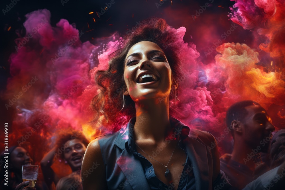 Vibrant nightclub atmosphere with stylish individuals dancing and enjoying the night, capturing the energy and glamour mentioned in the song. Generative AI