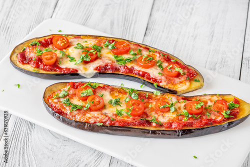 Low carb eggplant pizza