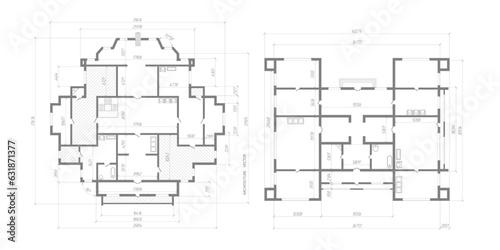 Architectural plan .House plan project .Engineering design .Industrial construction of houses .illustration.