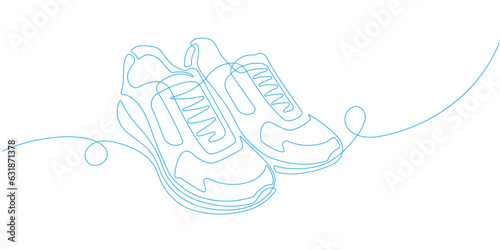 Drawing of sneakers. Sports shoes.Vector illustration .