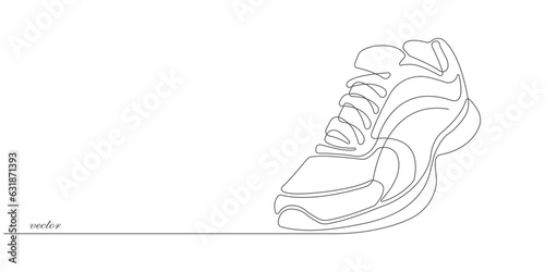 Drawing of sneakers. Sports shoes.Vector illustration .