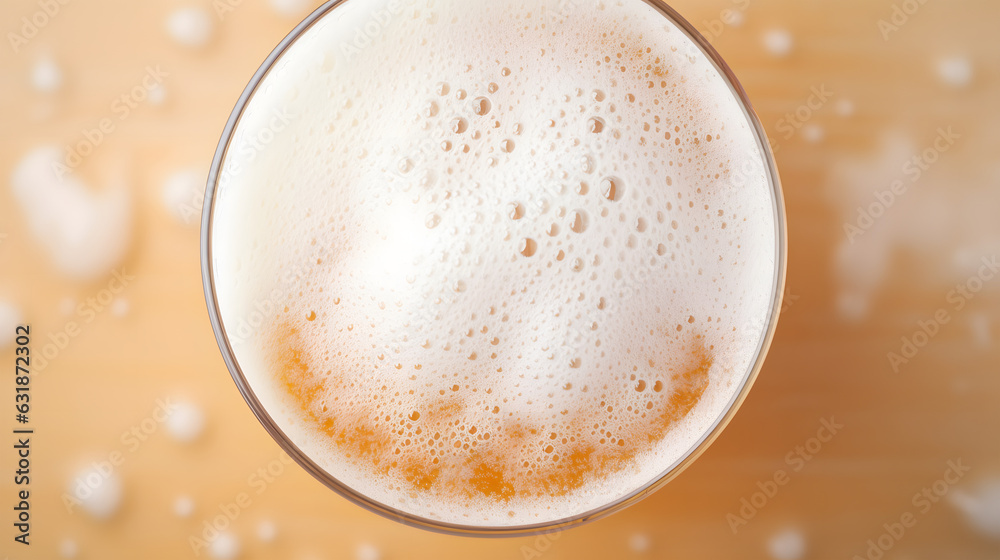Top down view of a hazy pale ale Top down view of a hazy pale ale