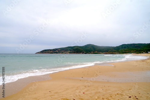 Playa de Getares beach near Algeciras on the Bay of Gibraltar on a rainy day  Andalusia  Spain