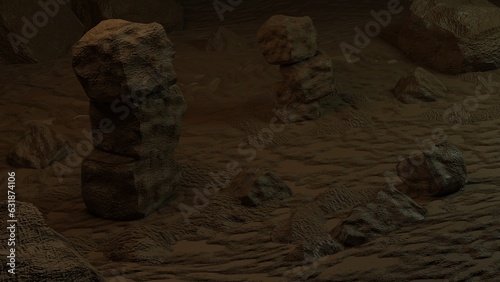 Foto Landscape of a lifeless planet. 3D illustration.
