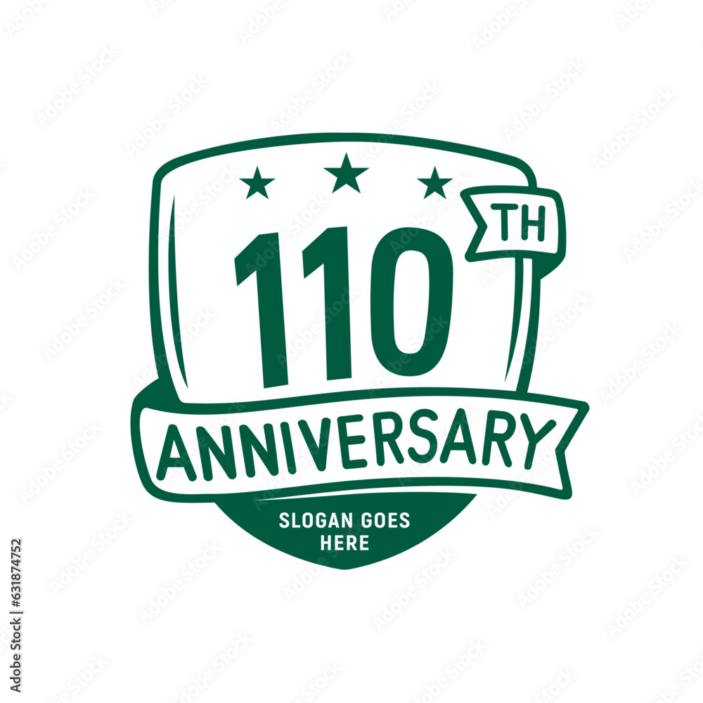 110 years anniversary celebration shield design template. 110th anniversary logo. Vector and illustration.
