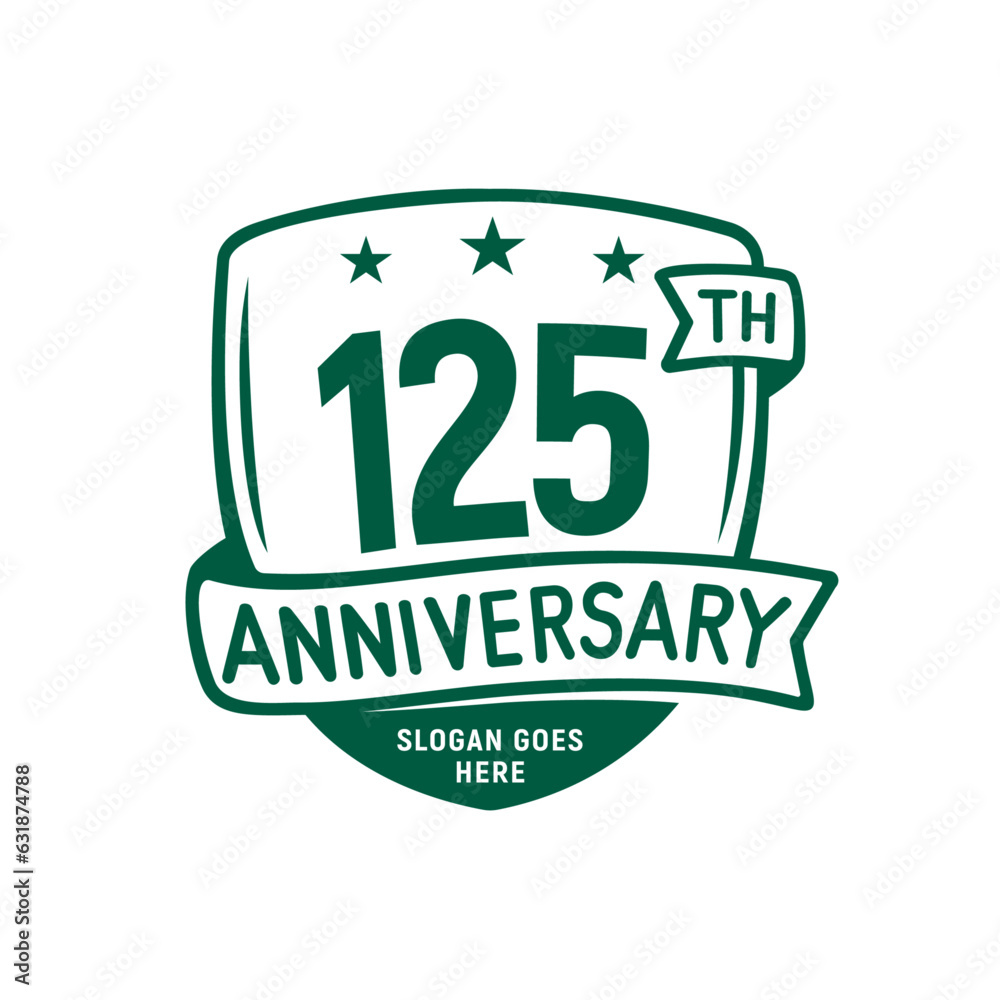 125 years anniversary celebration shield design template. 125th anniversary logo. Vector and illustration.
125 years anniversary celebration shield design template. 125th anniversary logo. Vector and illustration.