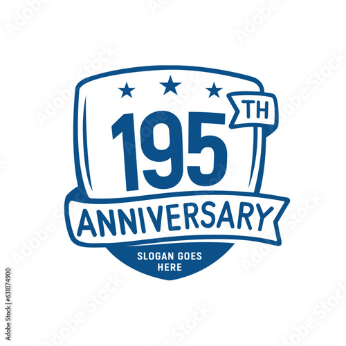 195 years anniversary celebration shield design template. 195th anniversary logo. Vector and illustration.
 photo