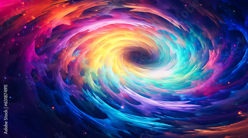 Cosmic spirutal colorful background with vortex. AI generative