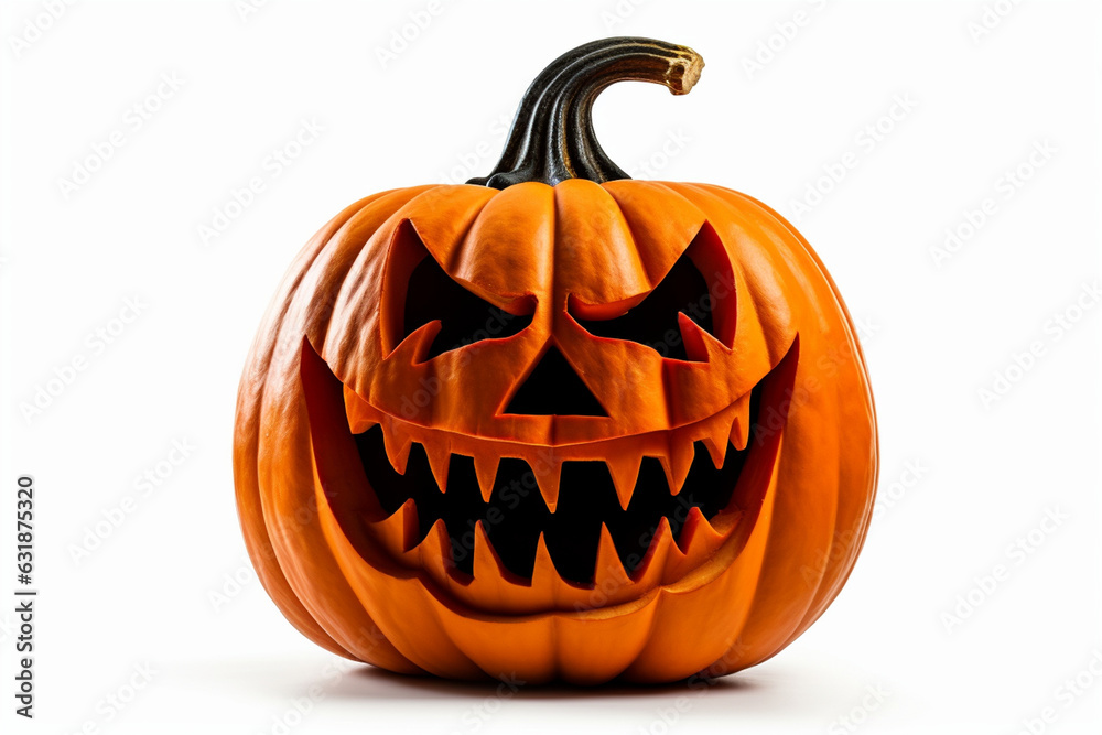 Sinister pumpkin with sharp fangs and a menacing grin, sinister pumpkins , Halloween, Generative AI Sinister pumpkin with sharp fangs and a menacing grin, sinister pumpkins , Halloween, Generative AI