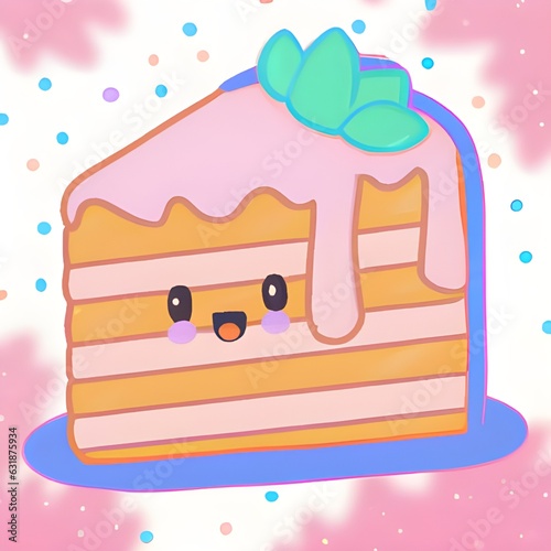 cute kawaii cake illustration  cake art  onigiri  cute kawaii illustration  cute kawaii illustrations of food  cute kawaii illustration  cute kawaii cake illustration  kawaii art  ai generative