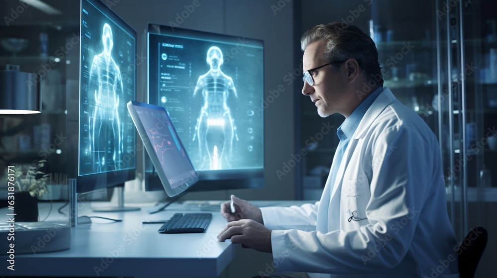 A doctor conducting a virtual consultation with a patient using AI-powered telemedicine tools, showcasing the seamless integration of technology in healthcare delivery A doctor conducting a virtual consultation with a patient using AI-powered telemedicine tools, showcasing the seamless integration of technology in healthcare delivery