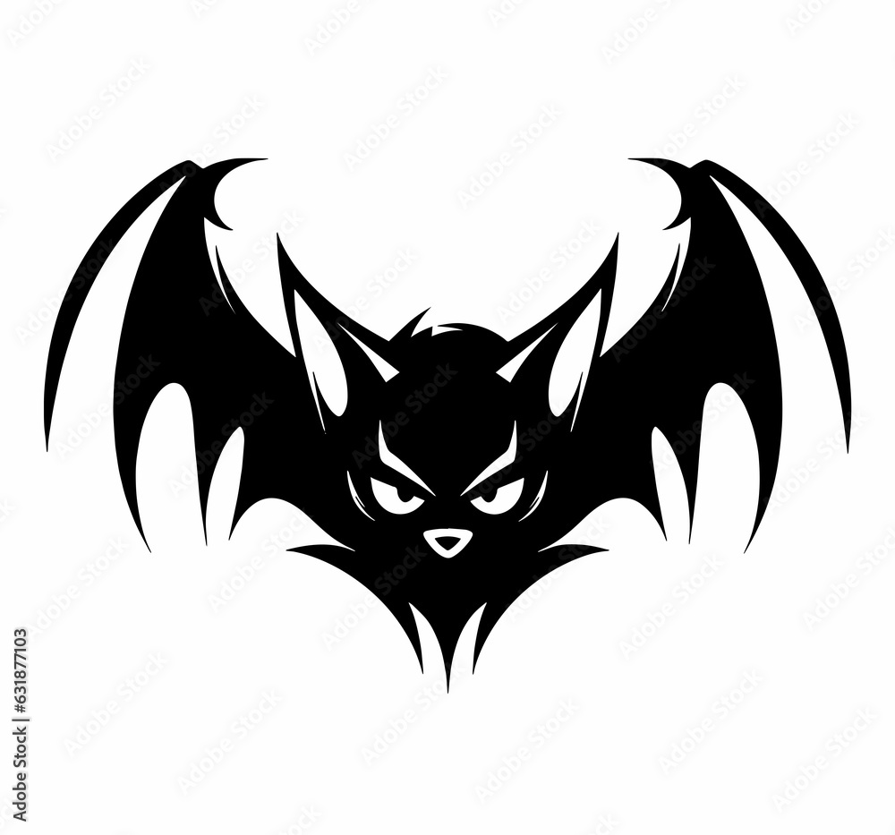 Obraz premium Bat Monster of the Night Scary Vampire Tattoo Stamp print
