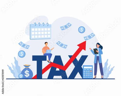 people man and woman filling tax return documents Income tax filing, tax return, refund and financial technology concept.