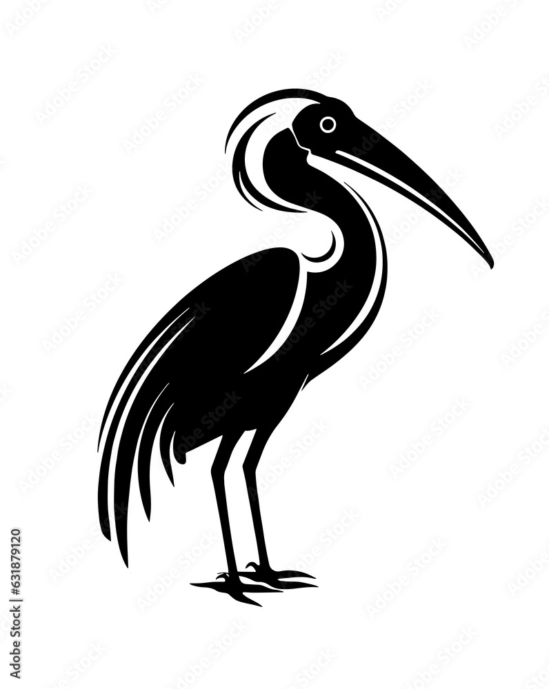Bird pelican stork crane heron ostrich owl Marabou tattoo print stamp Bird pelican stork crane heron ostrich owl Marabou tattoo print stamp