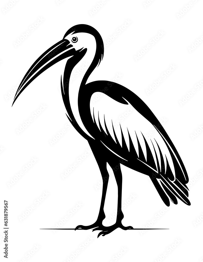 Bird pelican stork crane heron ostrich owl Marabou tattoo print stamp Bird pelican stork crane heron ostrich owl Marabou tattoo print stamp