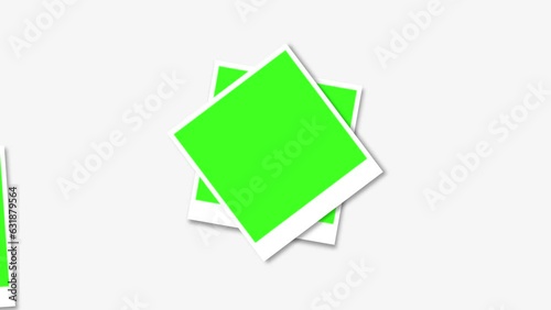 photo frame with green screen on white background polaroid photo