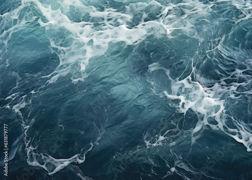 Ethereal Serenity: Hyper-Realistic Oil Painting Capturing the Dark White and Dark Aquamarine Waves of a Blue Ocean Surface
