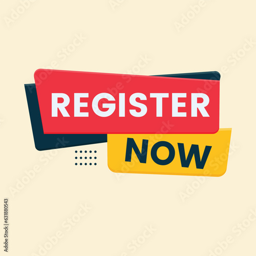 Register Now Speech Bubble Label