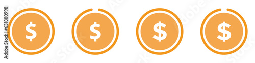Dollar coin vector signs set. Dollar coin icon