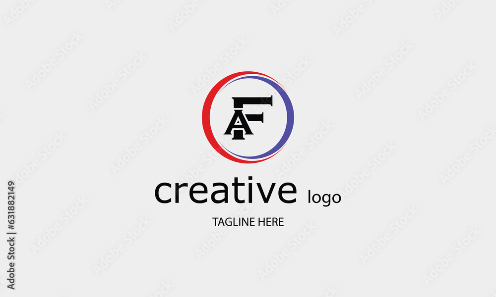 FA AF circle creative brand name company logo design red blue color 