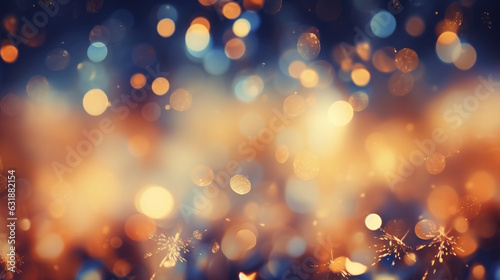 Softly colored vintage bokeh abstract background with shimmering lights and a blurred effect Generative AI © Julia