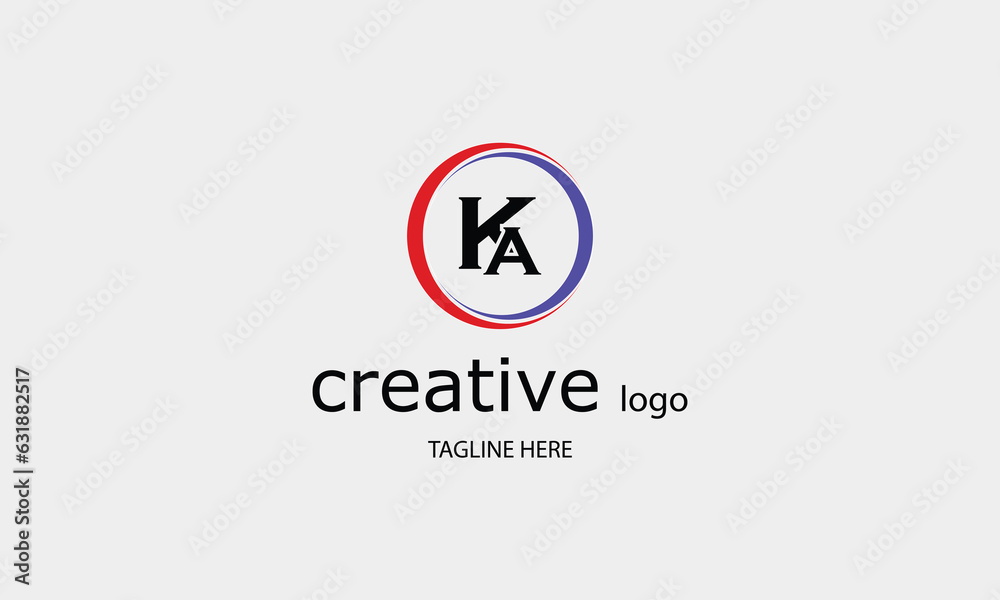 KA AK circle creative brand name company logo design red blue color 