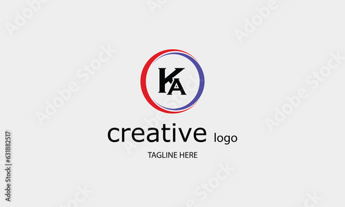Free Download KA AK circle creative brand name company logo design red blue color  - GFXLoad