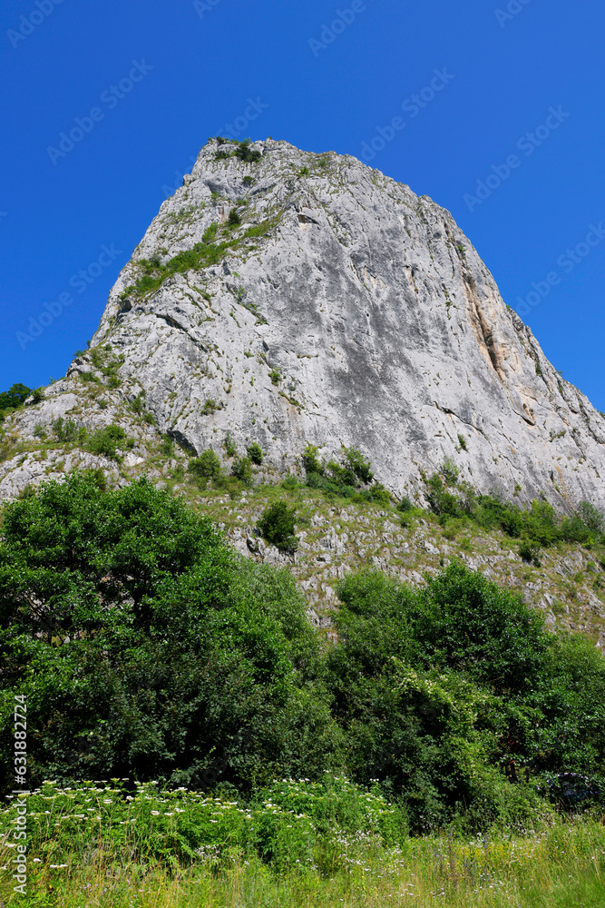 Summer landscape of Valisoarei Gorges, a geo-morphological and botanical nature reserve located in eastern Trascau Mountains, Alba County, Romania, Europe	