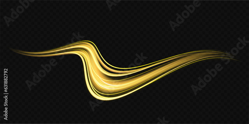 Shiny wavy trail, light painting.Glowing spiral effect on checkered background. Abstract light speed motion effect. Bright sparkling background.