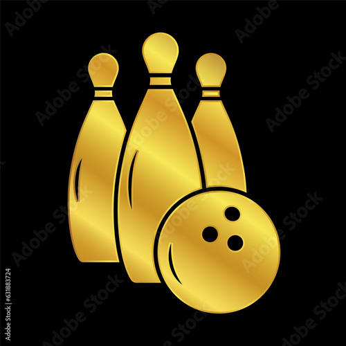 gold colored bowling illustration