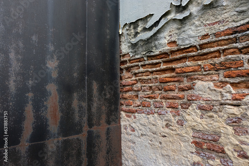 Corroded clay brick wall