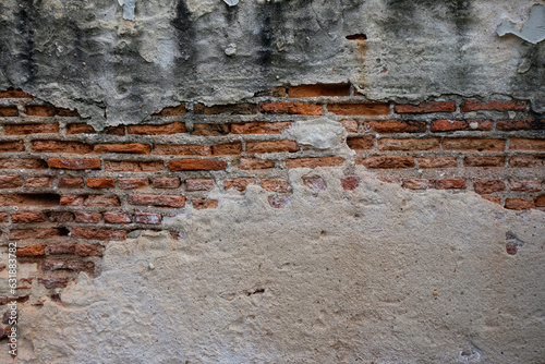 Corroded clay brick wall