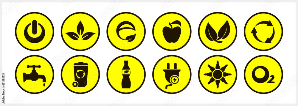Eco button set clipart isolated Stencil icon Vector stock illustration. EPS 10 Eco button set clipart isolated Stencil icon Vector stock illustration. EPS 10