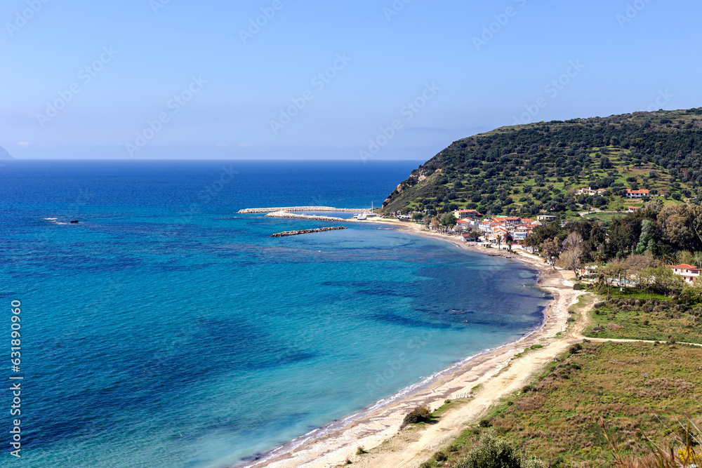 View of the sea, mountains and seaside town (Kefalonia Island, Greece) from a height View of the sea, mountains and seaside town (Kefalonia Island, Greece) from a height