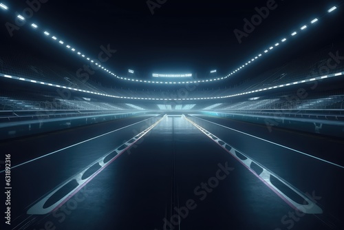 Race Track Arena with Spotlights Empty Racing track  AI generated