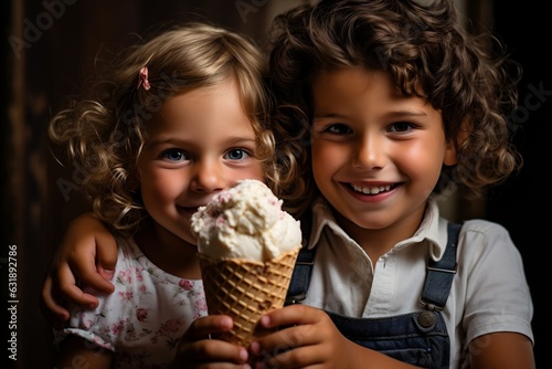 Kids Eating Ice Cream Cones.