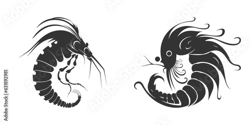 Shrimp icon isolated on a white background. Vector illustration.
