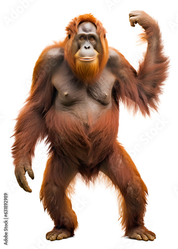 orang utan standing up isolated background, png