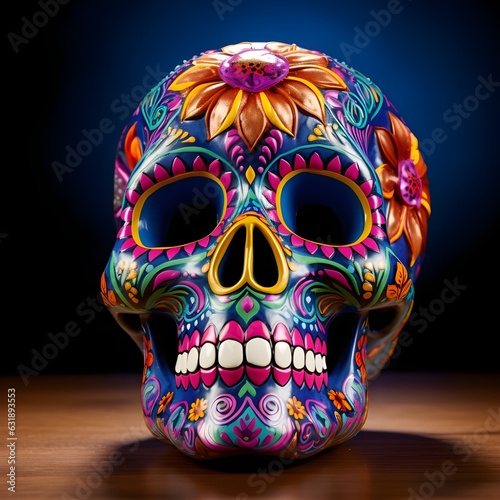 Painted human skull for the Day of the Dead in Mexico