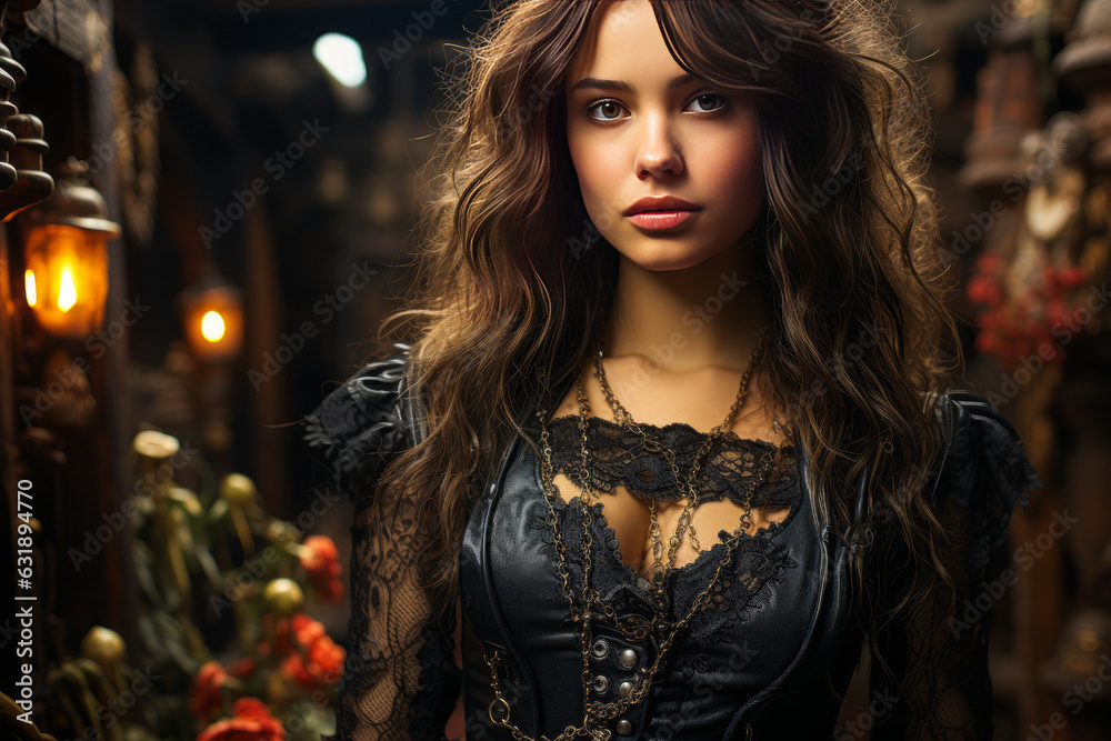 Captivating, beautifully dressed gothic woman in black exuding a sense of mystery and allure. Perfect for creative projects needing an unconventional appeal. Generative AI Captivating, beautifully dressed gothic woman in black exuding a sense of mystery and allure. Perfect for creative projects needing an unconventional appeal. Generative AI