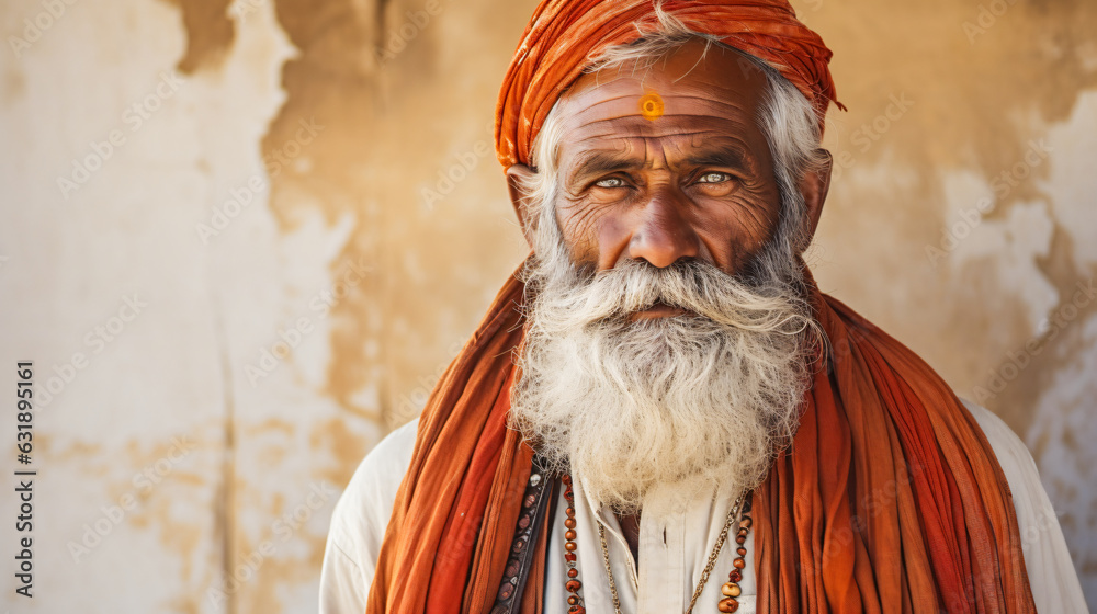 portrait of a indian man wearing puggree